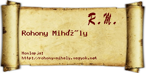Rohony Mihály névjegykártya