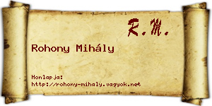 Rohony Mihály névjegykártya